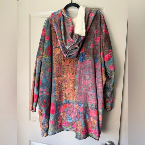 Natural Life Cozy Blanket Kimono Cardigan Vintage Rose Patchwork - Picture 9 of 13